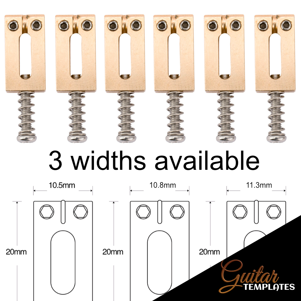 Modern Brass Saddle Set (6 pieces) For Strat/Tele Guitar Bridges