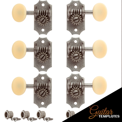 Golden Age Restoration Guitar Tuners 3+3 [Select Colour: Relic Nickel]