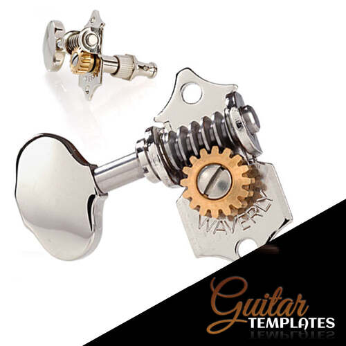 Nickel Waverly Guitar Tuners with Butterbean Knobs for Solid Pegheads